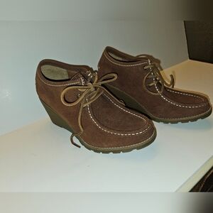 Sperry Brown Suede  Wedge Lace-Up Shoes